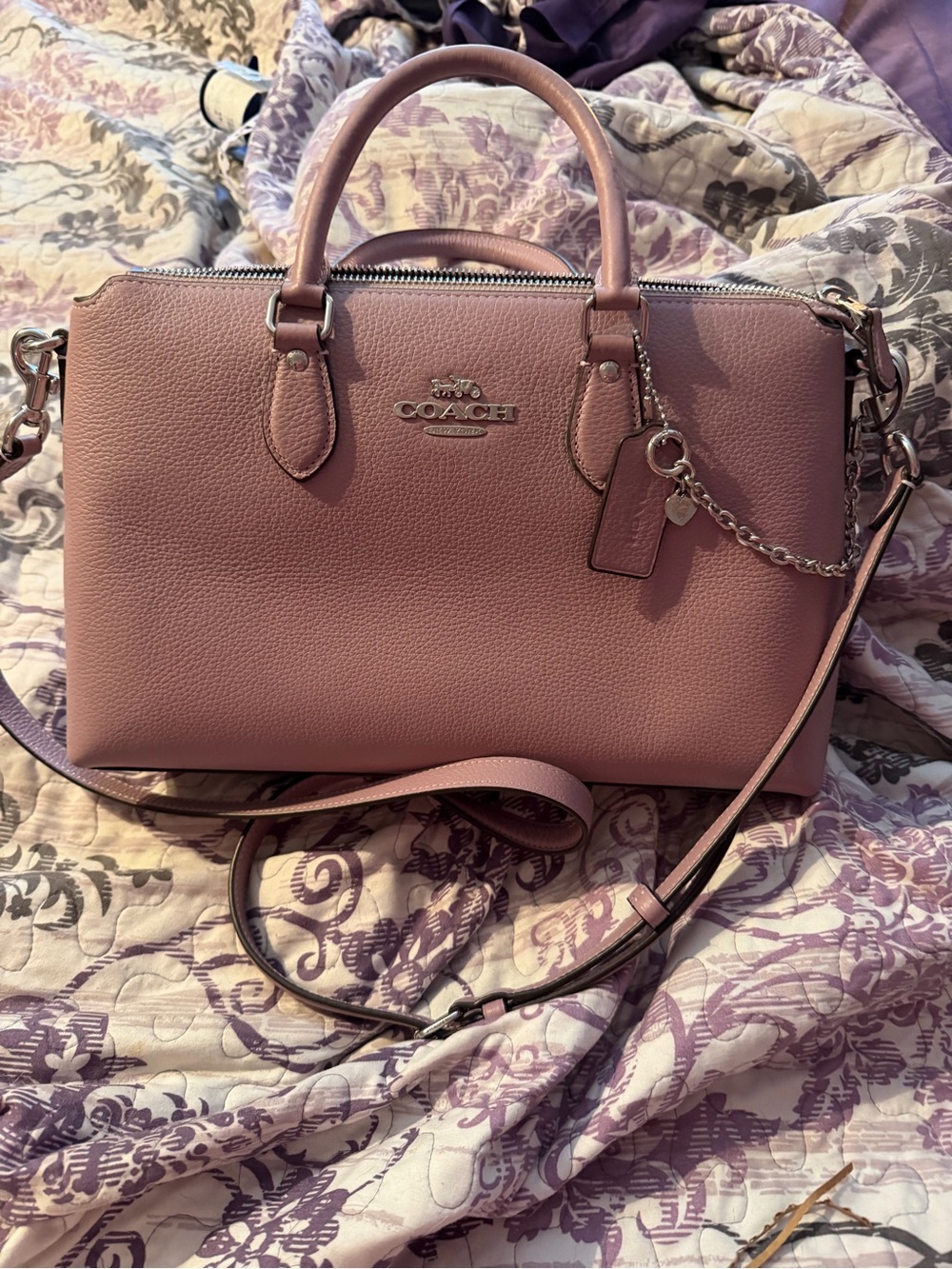 COACH Pebbled Leather Satchel in Light Purple. NWOT